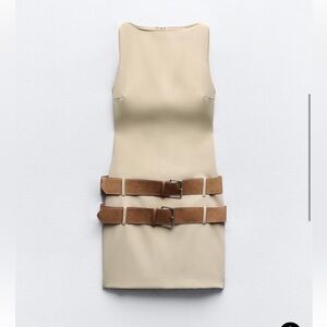 Zara double belted fitted dress